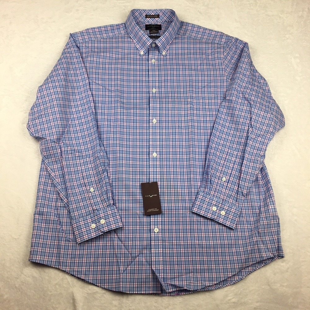 BLACK BROWN Dress Shirt Mens 18-36 Blue/Mauve Plaid Egyptian Cotton NWT! - Picture 5 of 11